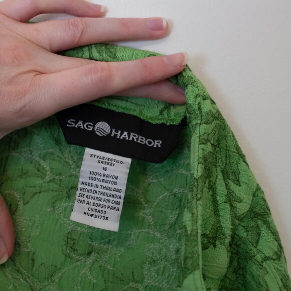 Fairycore VTG Skirt Green Botanical Floral Crinkle Midi 16 | Bright Spring - Picture 5 of 6